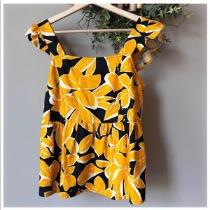 Who What Wear Ruffle Sleeve Floral Empire Top